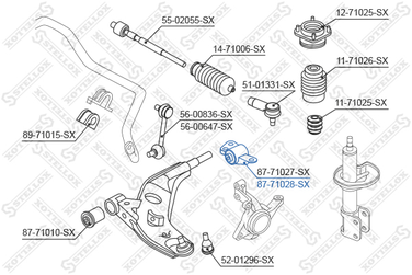 Stellox 87-71028-SX С/б рычага зад. п. Mazda 626 gf/gw all | перед прав | - 1