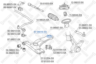 Stellox 87-98018-SX С/б рычага зад. Toyota Avensis 97-03 | перед прав | - 1