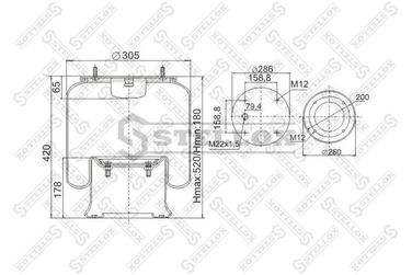 Stellox 90-08131-SX Пневмоподушка со стаканом SAF HCV - 1