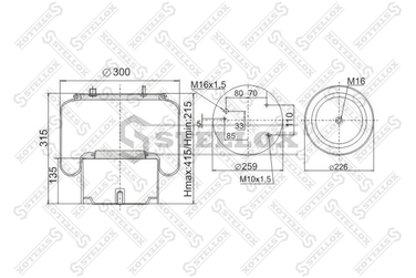 Stellox 90-08361-SX Пневмоподушка со стаканом DAF HCV - 1