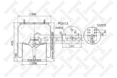 Stellox 90-08813-SX Пневмоподушка со стак. BPW HCV - 1