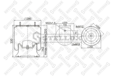 Stellox 90-40041-SX Пневмоподушка со стаканом SAF - 1