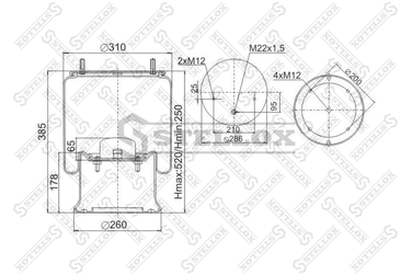 Stellox 90-40231-SX Пневмоподушка со стаканом SAF - 1