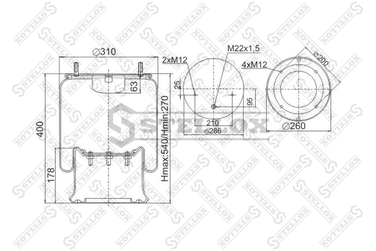 Stellox 90-40281-SX Пневмоподушка со стаканом Schmitz - 1