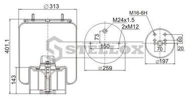 Stellox 90-49612-SX Пневмоподушка со стаканом BPW HCV - 1