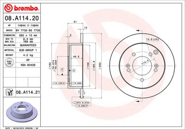 Brembo 08.A114.21 Диск тормозной UV Coated | зад | - 2
