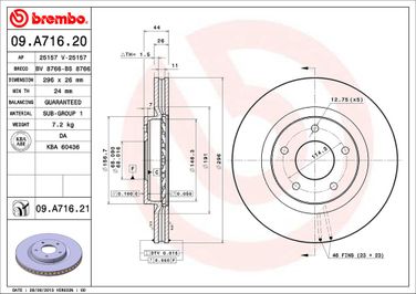 Brembo 09.A716.21 Диск тормозной UV Coated | перед | - 2