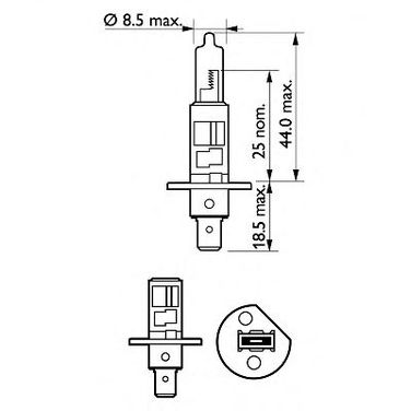 Philips 12258SPC1 Лампа накаливания H1 Spot 12V 55W P14,5s C1 - 1