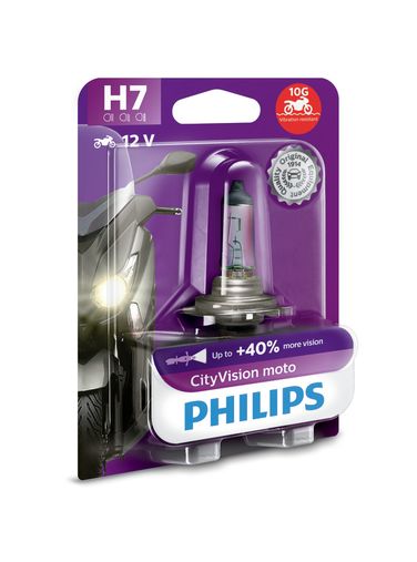 Philips 12972CTVBW Лампа галогеновая H7 CityVision Moto +40% 12V 55W PX26d Блистер - 1