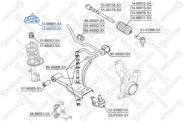 Stellox 12-98002-SX Опора амортизатора пер. усиленная Toyot | перед прав | - 3