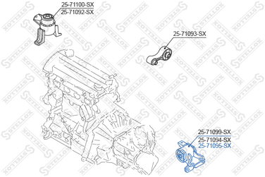 Stellox 25-71095-SX Подушка ДВС л. Mazda 6 GG 1.8i 03> мкпп | перед лев | - 2