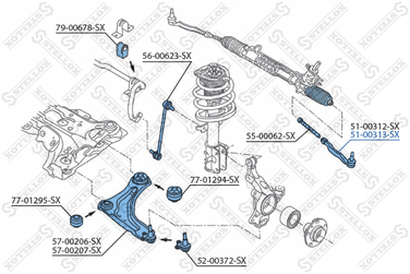 Stellox 51-00313-SX Наконечник рулевой правый Renault Lagun | перед | - 2