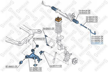 Stellox 51-00697-SX Наконечник рулевой правый Volvo S80 all | перед | - 2