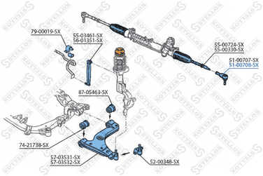 Stellox 51-00708-SX Наконечник рулевой правый Opel Astra al | перед | - 2