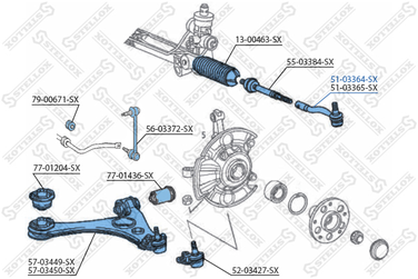 Stellox 51-03364-SX Наконечник рулевой левый MB Vaneo all 0 | перед | - 2