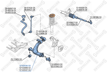 Stellox 57-03506-SX Рычаг нижн. л. Peugeot Partner all 96> | перед лев | - 2