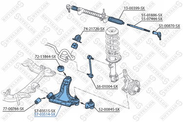 Stellox 57-03514-SX Рычаг п. Opel Corsa 00> | перед прав | - 1