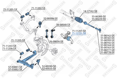 Stellox 71-12151-SX Втулка стабилизатора переднего d23 VW t - 2