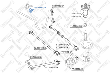 Stellox 79-00004-SX Втулка стабилизатора заднего Toyota Cam - 1