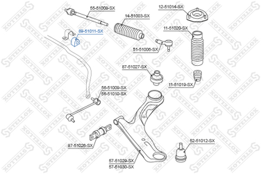 Stellox 89-51011-SX Втулка стабилизатора переднего Hyundai - 2