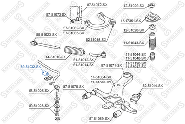 Stellox 89-51032-SX Опора, стабилизатор | перед | - 1