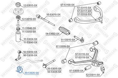 Stellox 89-53026-SX Опора, стабилизатор | перед | - 2