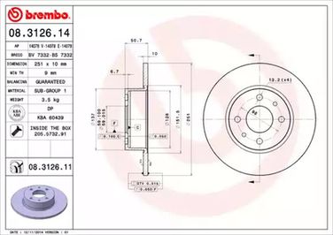 Brembo 08.3126.11 Диск тормозной UV Coated | зад | - 1