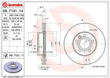 Brembo 09.7131.11 Диск тормозной UV Coated | перед | - 1