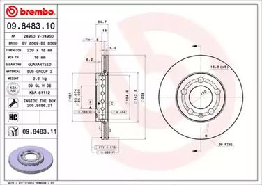 Brembo 09.8483.11 Диск тормозной UV Coated | перед | - 1