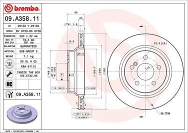 Brembo 09.A358.11 Диск тормозной UV Coated | зад | - 2