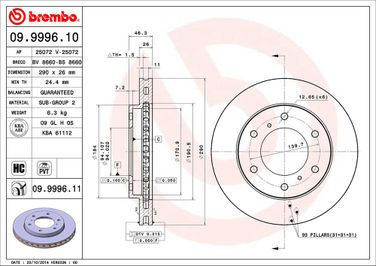 Brembo 09.9996.11 Диск тормозной UV Coated | перед | - 2