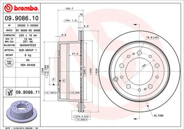 Brembo 09.9086.11 Диск тормозной UV Coated | зад | - 2