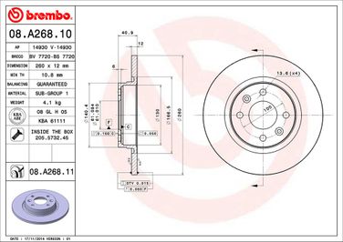 Brembo 08.A268.11 Диск тормозной UV Coated | перед | - 2