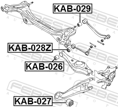 Febest KAB-027 Сайлентблок тяги | зад прав/лев | - 2