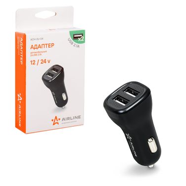 AIRLINE ACH-2U-04 Адаптер автомобильный 2хUSB 2.1а, 12/24в - 2
