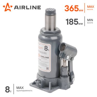AIRLINE AJ-B-08S Домкрат бутылочный 8т s (min - 200 мм, MAX - 405 мм) - 2