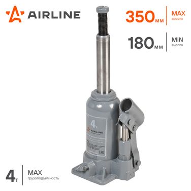 AIRLINE AJ-B-04S Домкрат бутылочный 4т s (min - 180 мм, MAX - 350 мм) - 2