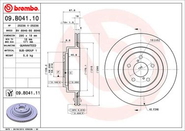 Brembo 09.B041.11 Диск тормозной UV Coated | зад | - 2