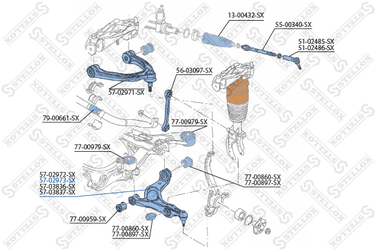 Stellox 57-02973-SX Рычаг п. сталь VW Touareg, Porsche Caye | перед прав | - 2