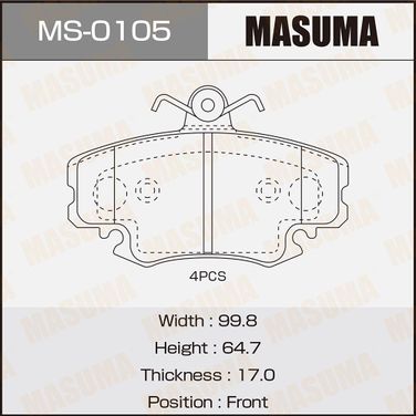 Masuma MS-0105 Колодки тормозные дисковые | перед | - 1