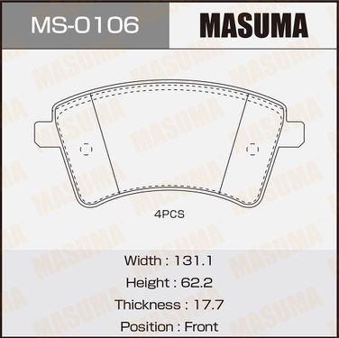 Masuma MS-0106 Колодки тормозные дисковые | перед | - 1