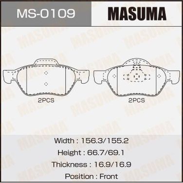 Masuma MS-0109 Колодки тормозные дисковые | перед | - 1