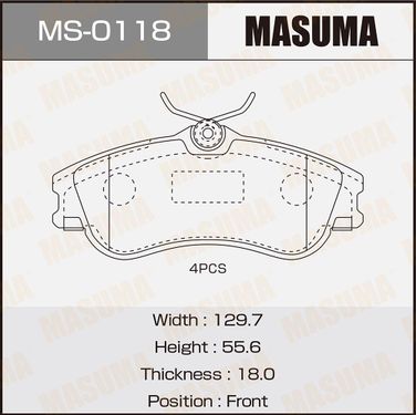 Masuma MS-0118 Колодки тормозные дисковые | перед | - 1