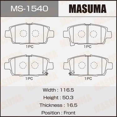 Masuma MS-1540 Колодки тормозные дисковые | перед | - 1