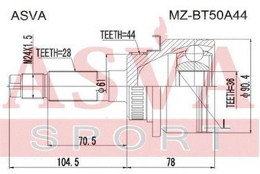 Asva MZ-BT50A44 Шрус внешний | перед прав/лев | - 2