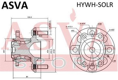 Asva HYWH-SOLR Ступица колеса без ABS | зад прав/лев | - 2