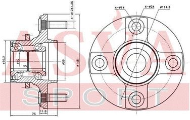 Asva NSWH-N16A42 Ступица колеса с ABS | зад прав/лев | - 2