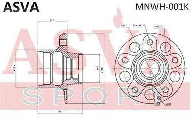 Asva MBWH-001K Ступица колеса | перед прав/лев | - 2