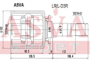 Asva LRIL-D3R Шрус внутренний с блокировкой | зад лев | - 2