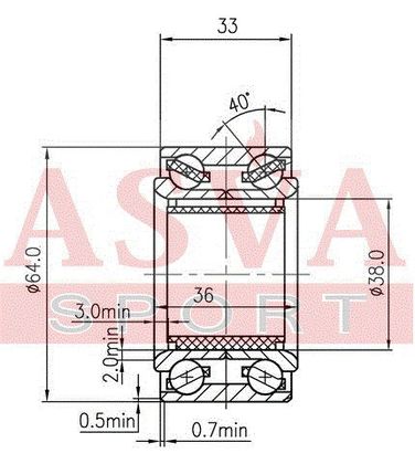 Asva DAC38640036-33 Подшипник ступицы колеса (комплект) | зад | - 2